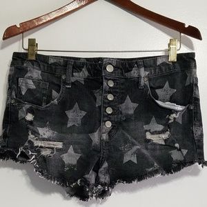 Mossimo Cutoff Black Star Distressed Denim Shorts
